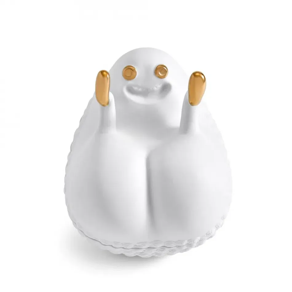 L'Objet + Haas Butts Up Box White + Gold 6.5 x 5.25 x 6.25" - 17 x 13 x 16cm