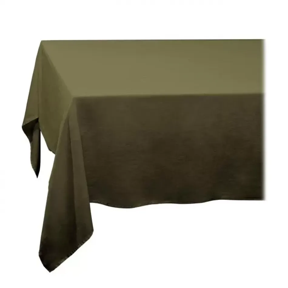 Linen Sateen Olive Tablecloth 70 x 126"