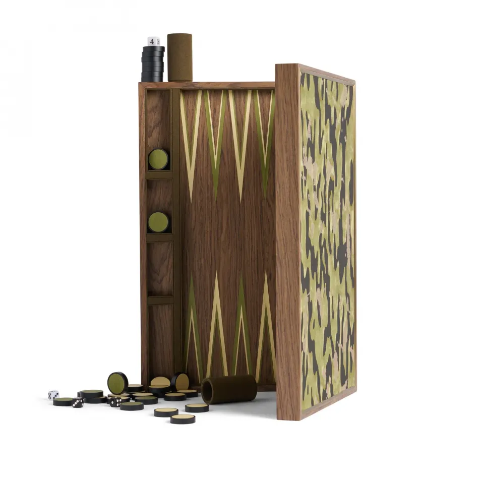 Fortuny Camo Isole/Military Green Backgammon