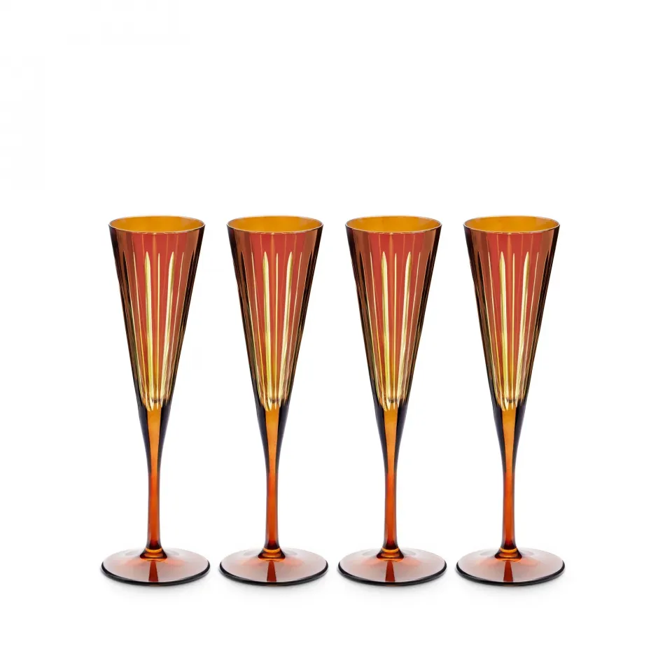 Prism Amber Champagne Flutes (Set of 4)