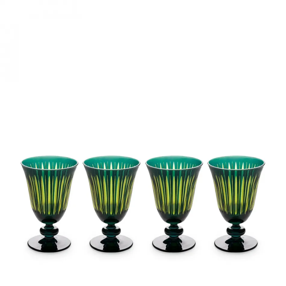 Prism Green Wine Glasses, Set of 4