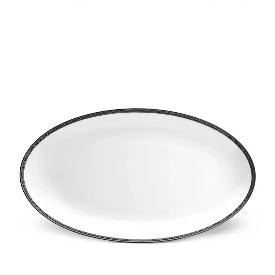 Soie Tressee Black Oval Platter Large 21 x 12"