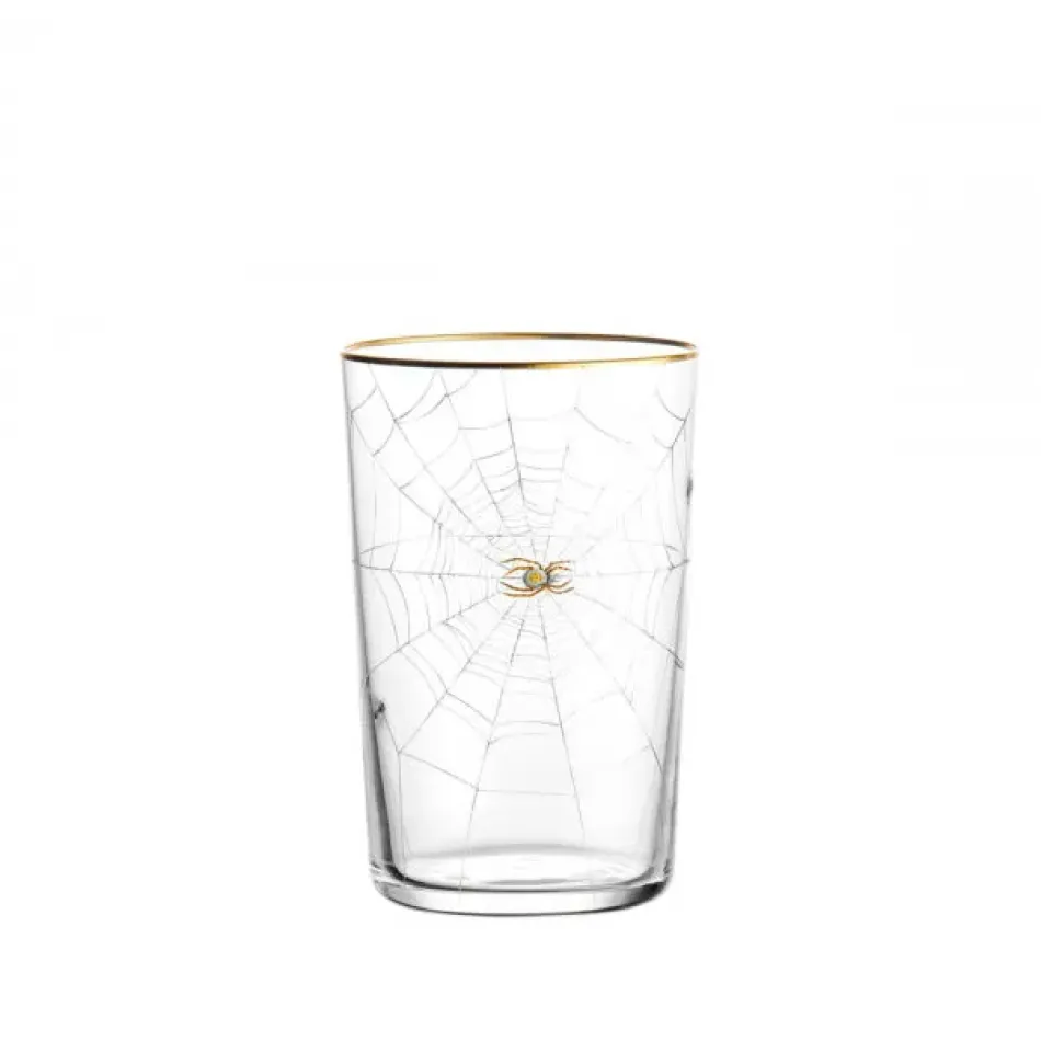 Tumbler Series with spider's web gold rim and two flies