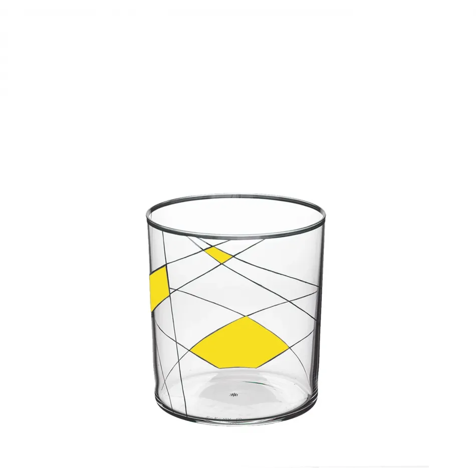 Double Old Fashioned Tumbler Light Neo Enamel Painted X-II-II Yellow