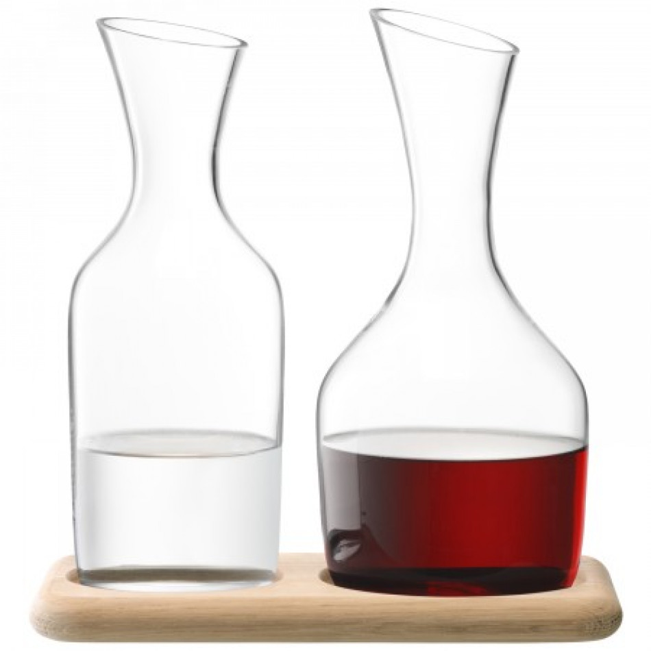 Wine Water & Wine Carafe Set & Oak