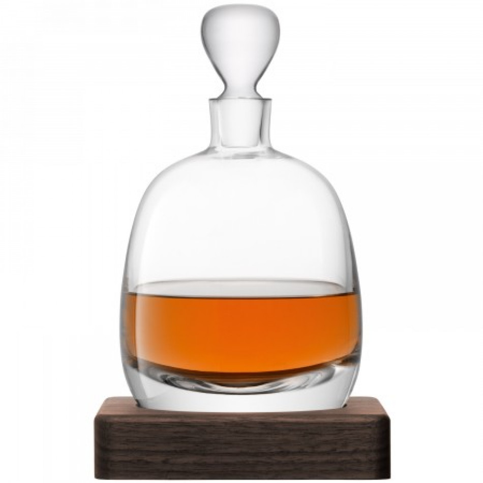 Whisky Islay Decanter 34 oz Clear & Walnut Base