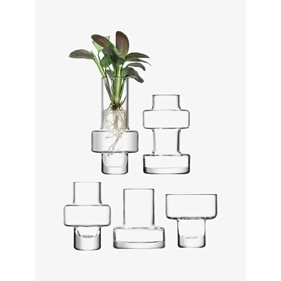 Metropole Five Mini Vase Set 2.75 in /2.35 in /4 in /5 in /6 in Clear