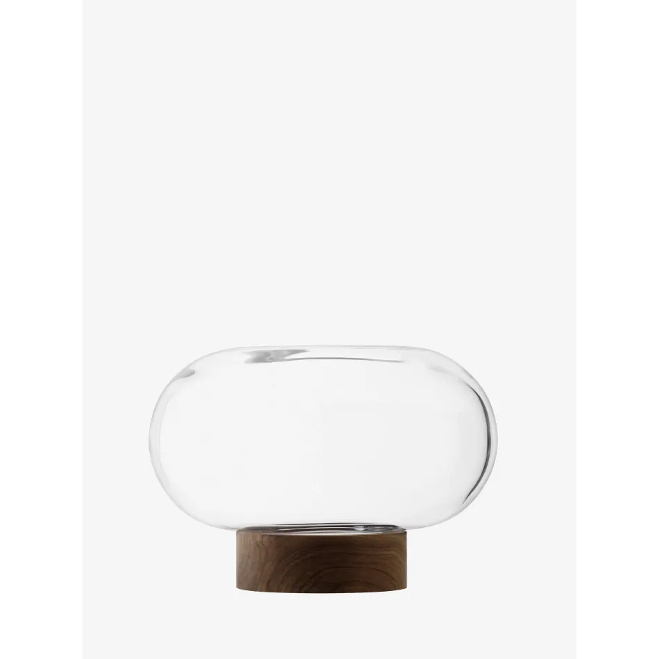Oblate Vase Height 7.75 in /Round 11.25 in Clear/Walnut