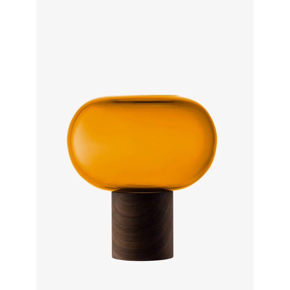 Oblate Vase Height 8.5 in /Round 7.75 in Amber/Walnut