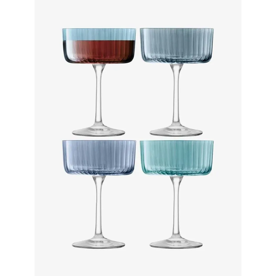 Gems Champagne/Cocktail Glass 8 oz Assorted Sapphire, Set of 4