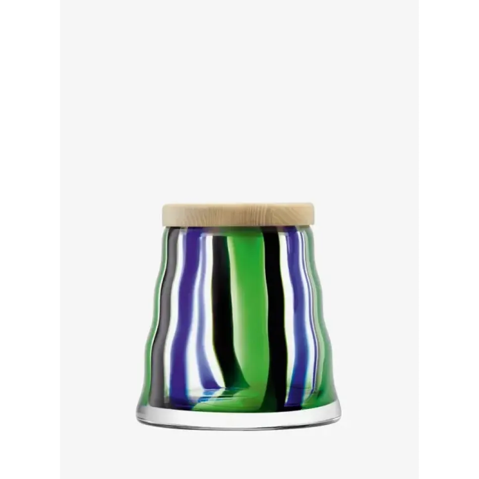Folk Black/Blue/Green Container & Ash Lid H6in
