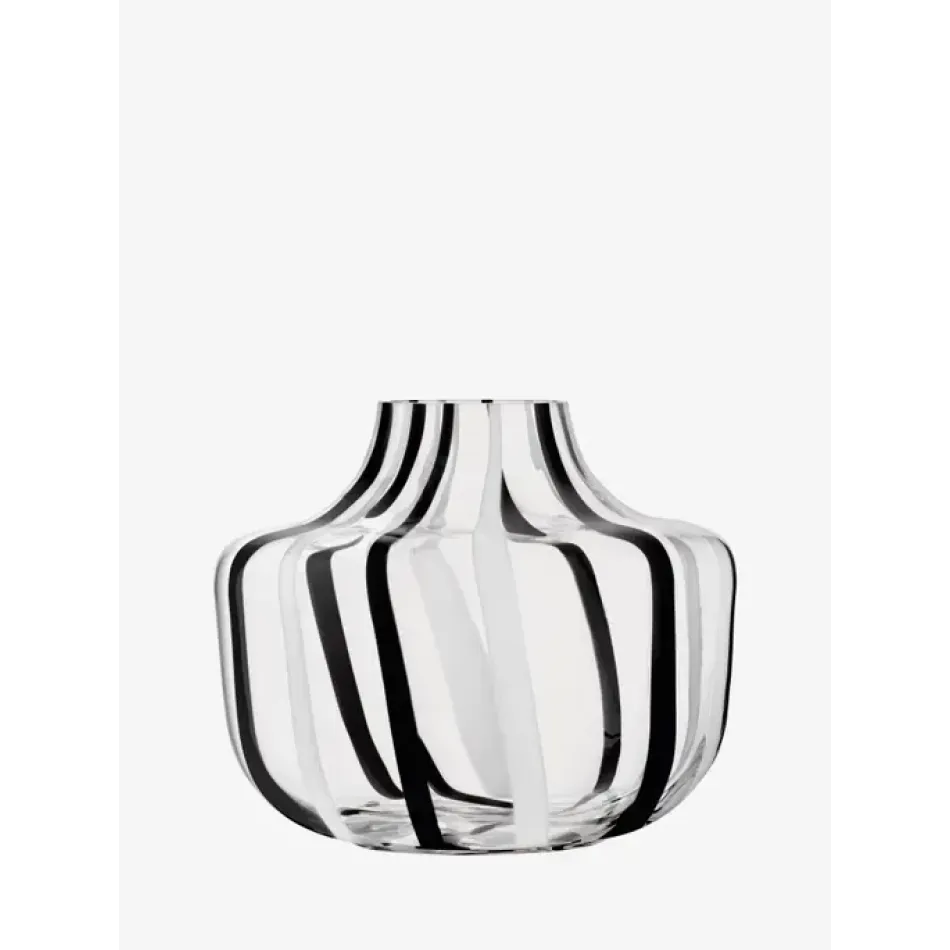 Stripe Black/White Vase H7.75in