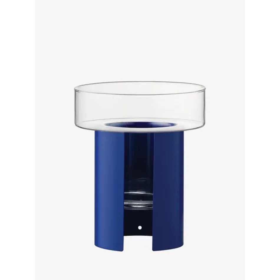 Terrazza Planter Height 8.75 in Round 7.5 in Clear/Cobalt Blue