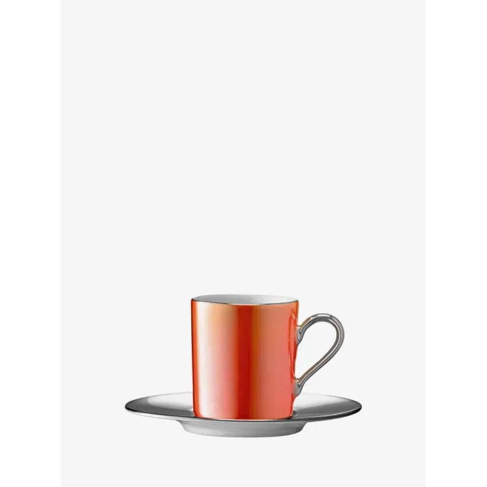 Palazzo Coffee Cup & Saucer 3.5 oz Ember Orange/Platinum