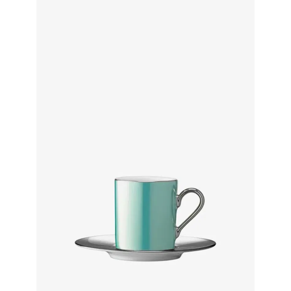 Palazzo Coffee Cup & Saucer 3.5 oz Sea Green/Platinum