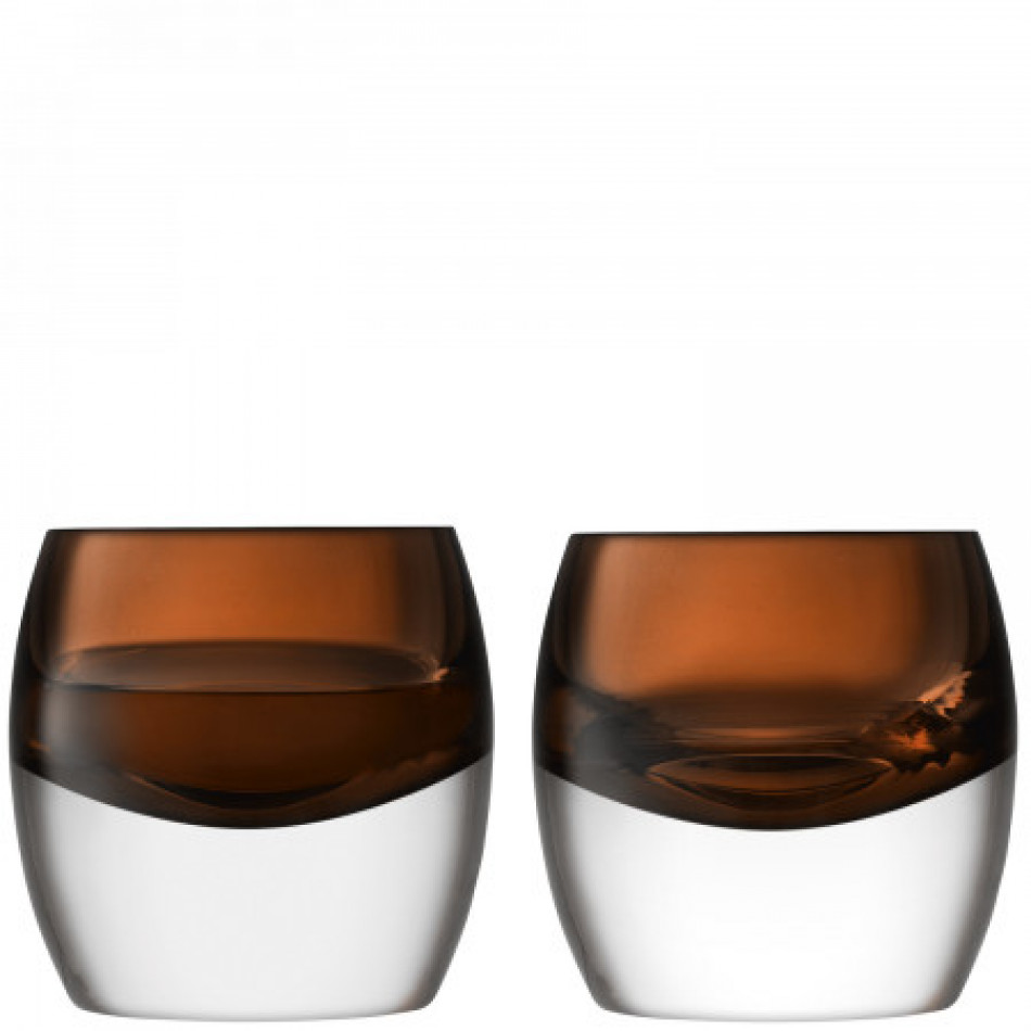 Whisky Club Tumbler 8 oz Peat Brown, Set of 2