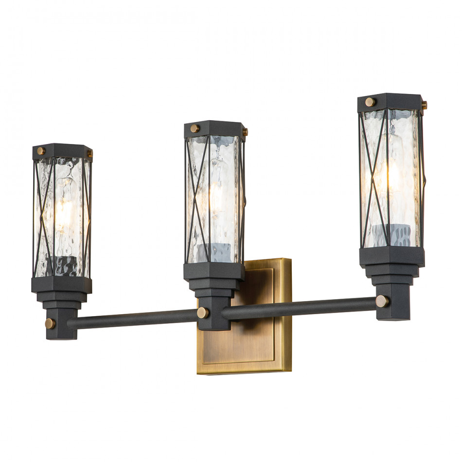 Abbey 3-Light Bath-Lighting Black And Brass