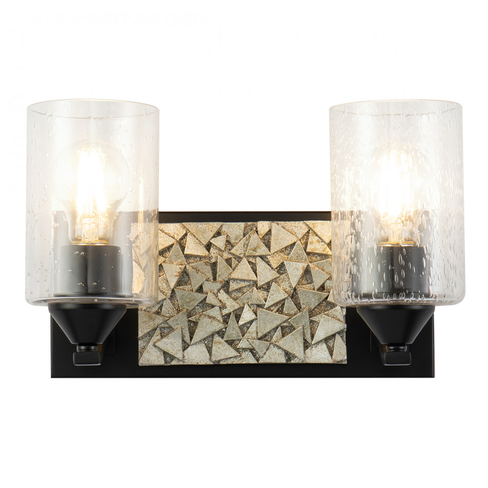 Bocage 2-Light Matte Black Bath Bar With Silver Accent