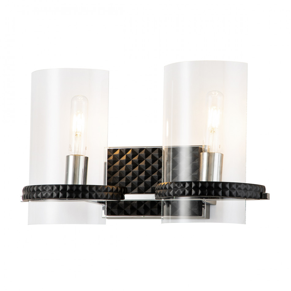 Mazant 2-Light Vanity Bath Bar Chrome And Black