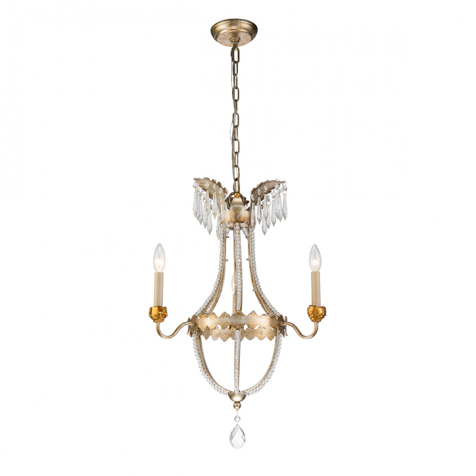 3-Light Mini Gold and Silver Empire Chandelier