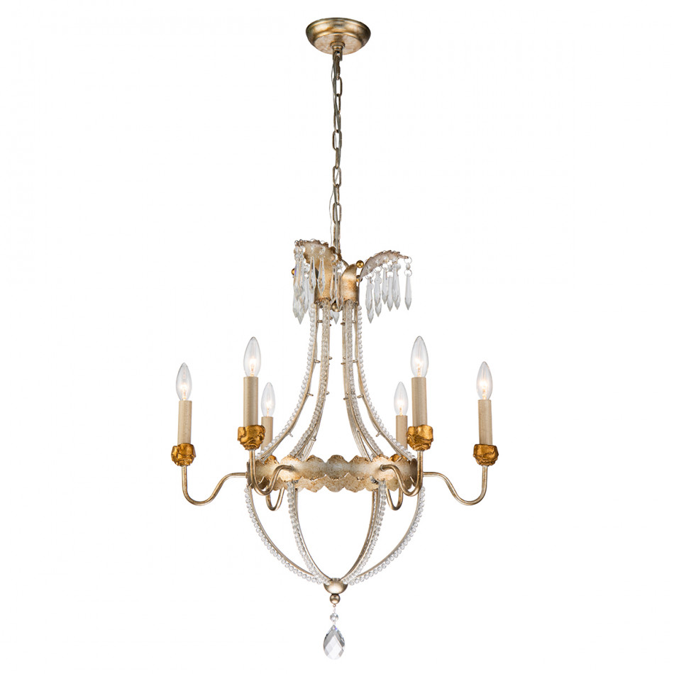 6-Light Empire Gold and Silver Chandelier