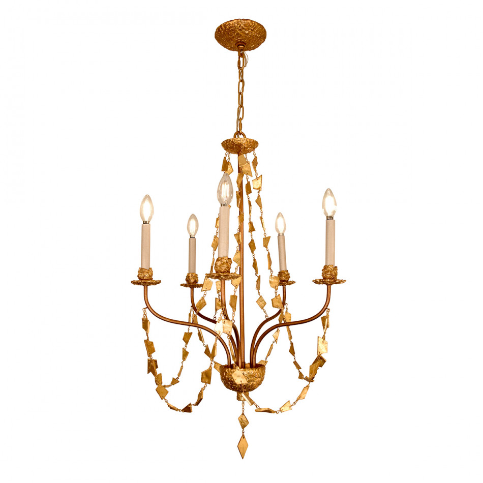 Mosaic 5-Light mini chandelier Antique Gold
