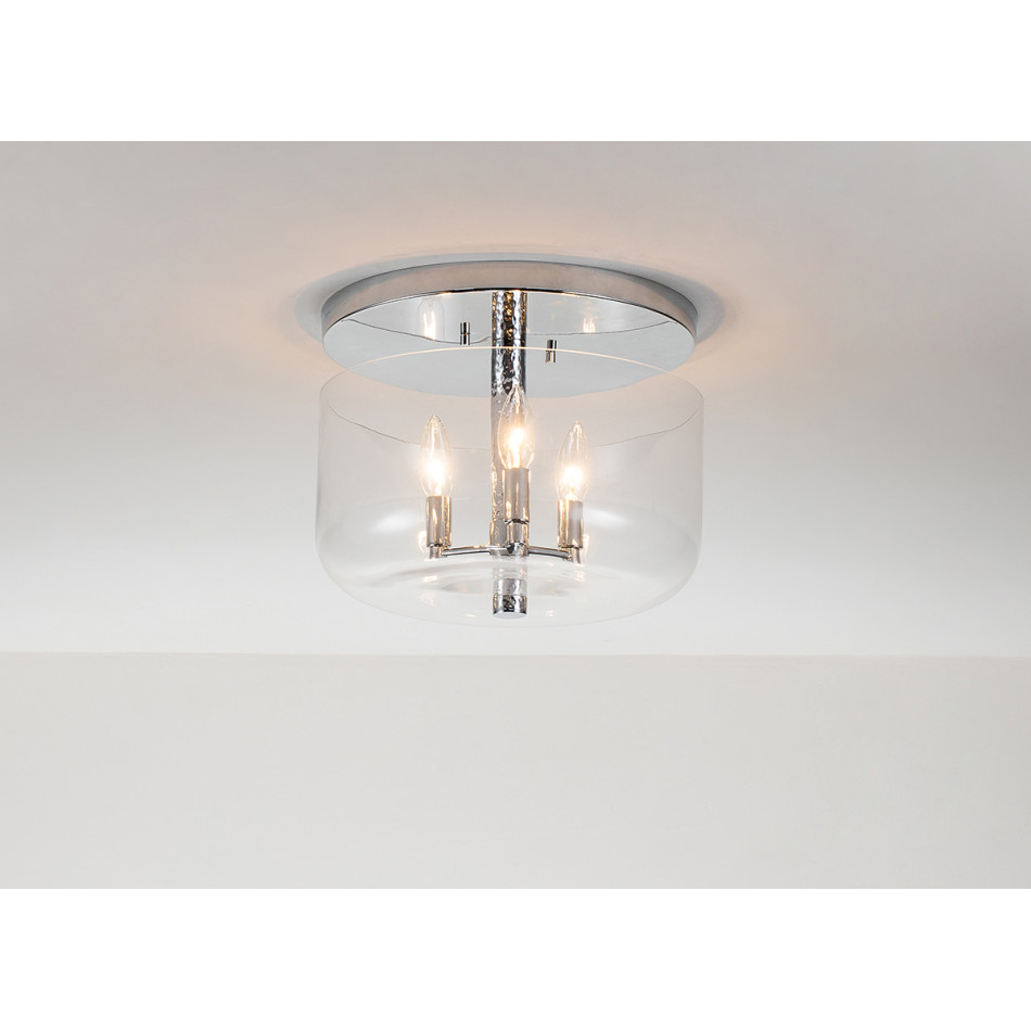 Rampart 3-Light Hammered detail flush mount Chrome