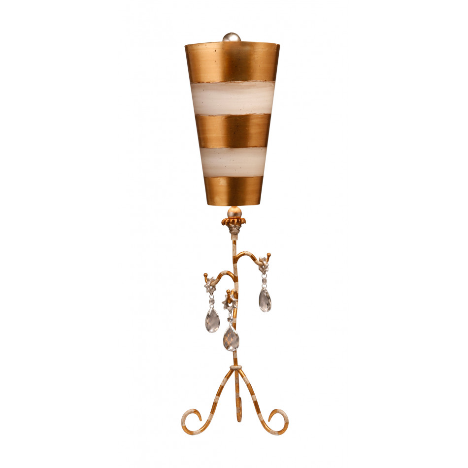 Tivoli Shabby Chic Distressed Gold Buffet Table Lamp Inverted Striped Shade