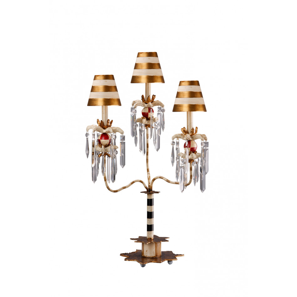 Birdland III Table Lamp 3-Light Striped-Lighting Fixture