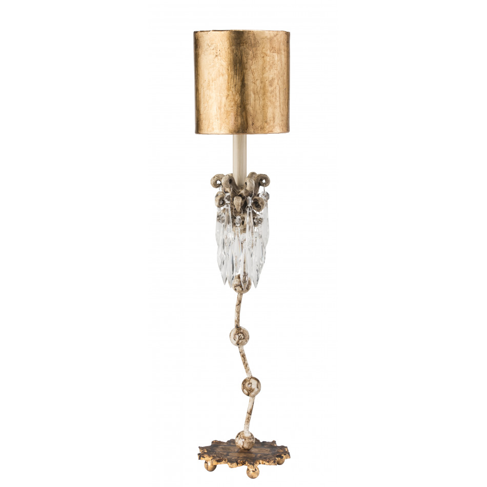 Venetian Crystal and Distressed Finished Accent Table Lamp