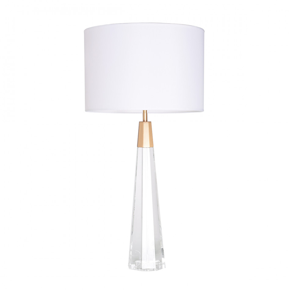 Monroe Clear Faceted Tall Buffet Lamp with Drum shade and Matte Gold accent Crystal base