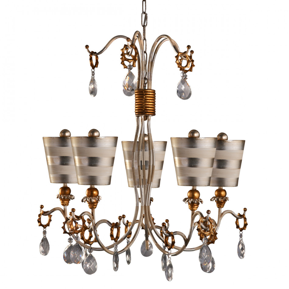 Tivoli 5-Light Striped Silver Shaded 30 Unique Chandelier