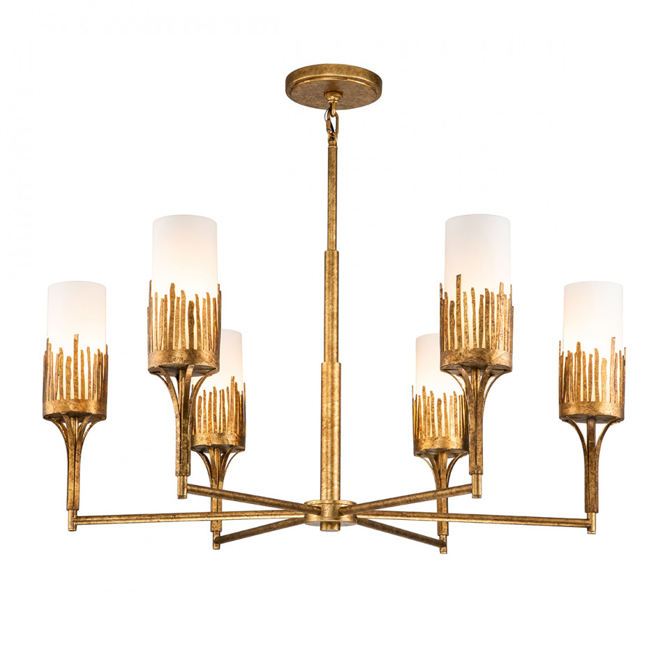 Sawgrass 6 Lt Chandelier Gold Leaf