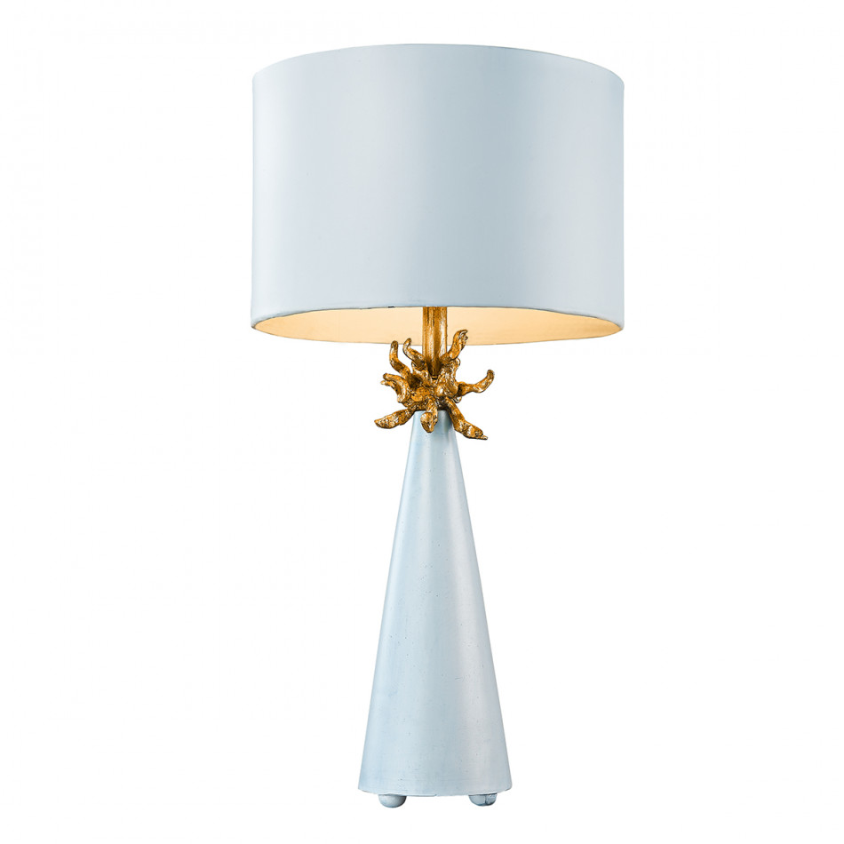 Neo-Light Blue Grey Buffet Table Lamp with Distressed Gold accents By Lucas McKearn