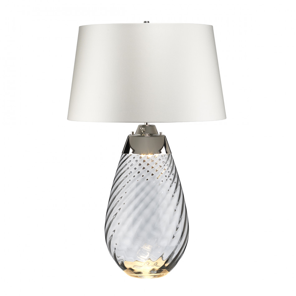Large Lena Table Lamp Smoke with Off White Satin Shade