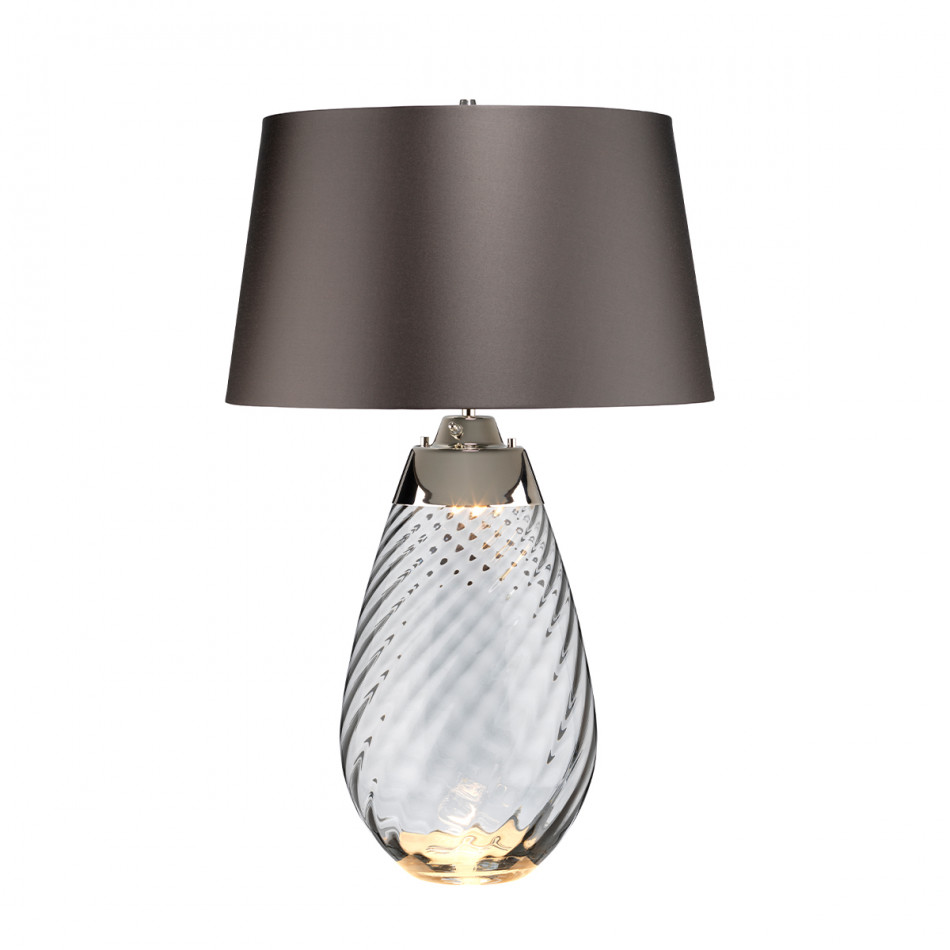Large Lena Table Lamp Smoke with Brown Satin Shade