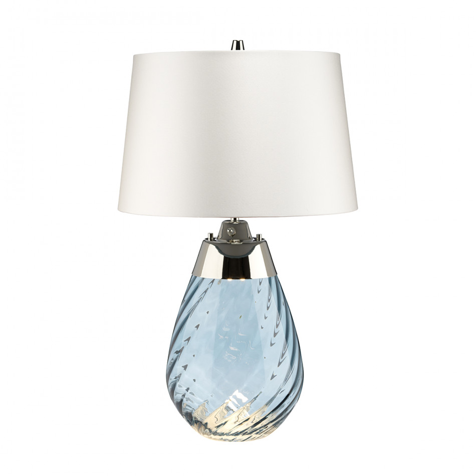 Small Lena Table Lamp Smoke with Off White Satin Shade