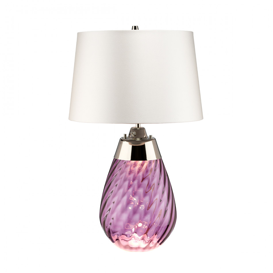 Large Lena Table Lamp Plum with Off White Satin Shade