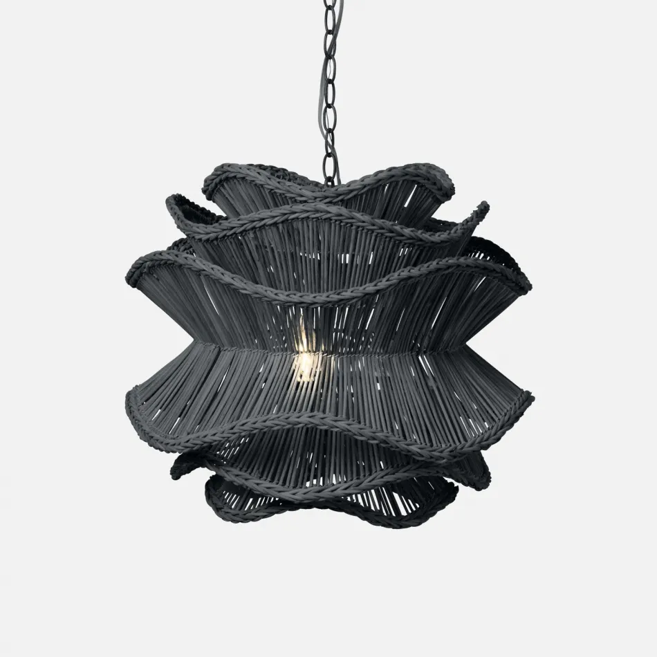 Alondra Dark Charcoal Rattan Chandelier 22"D x 18"H