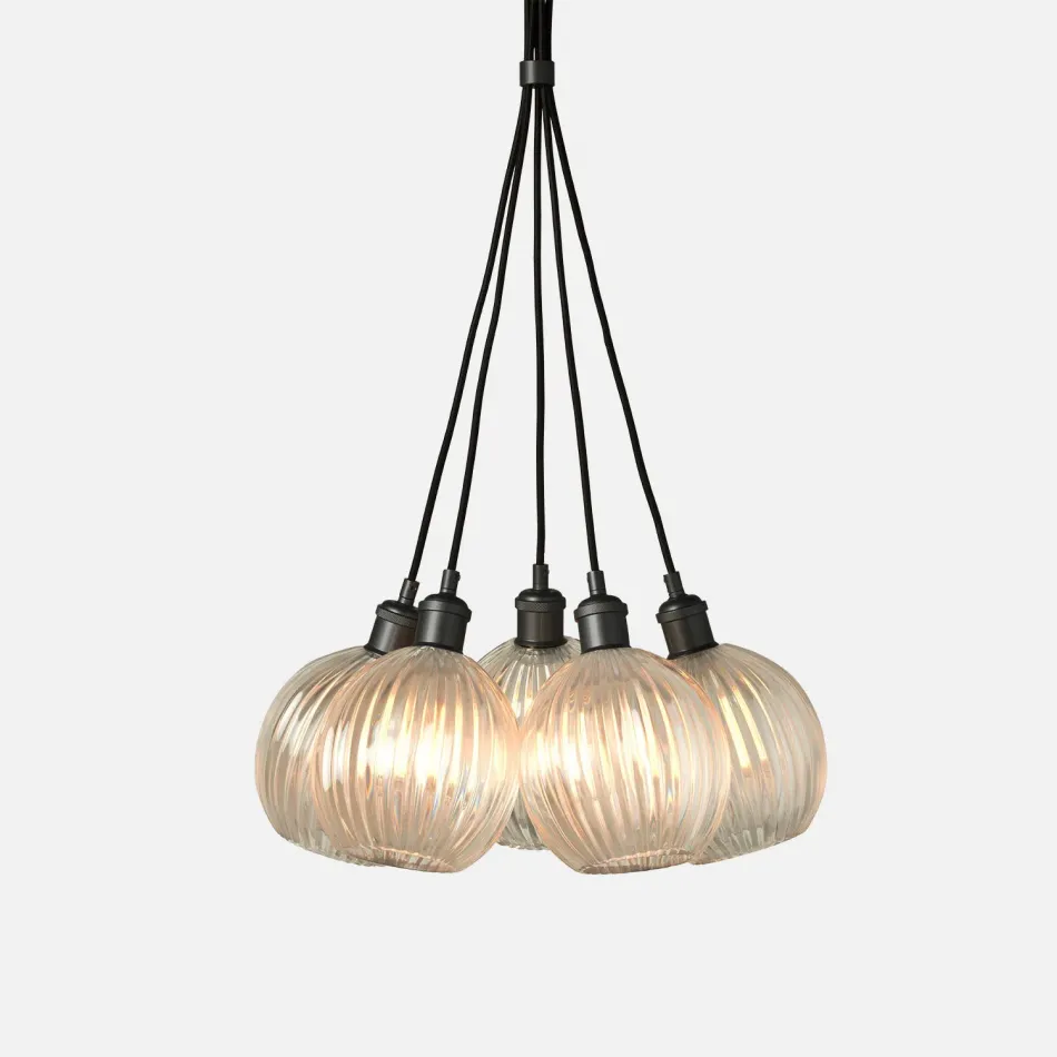 Dax 5-Light 18"D x 60"H Clear Translucent Resin Dark Bronze Metal Chandelier