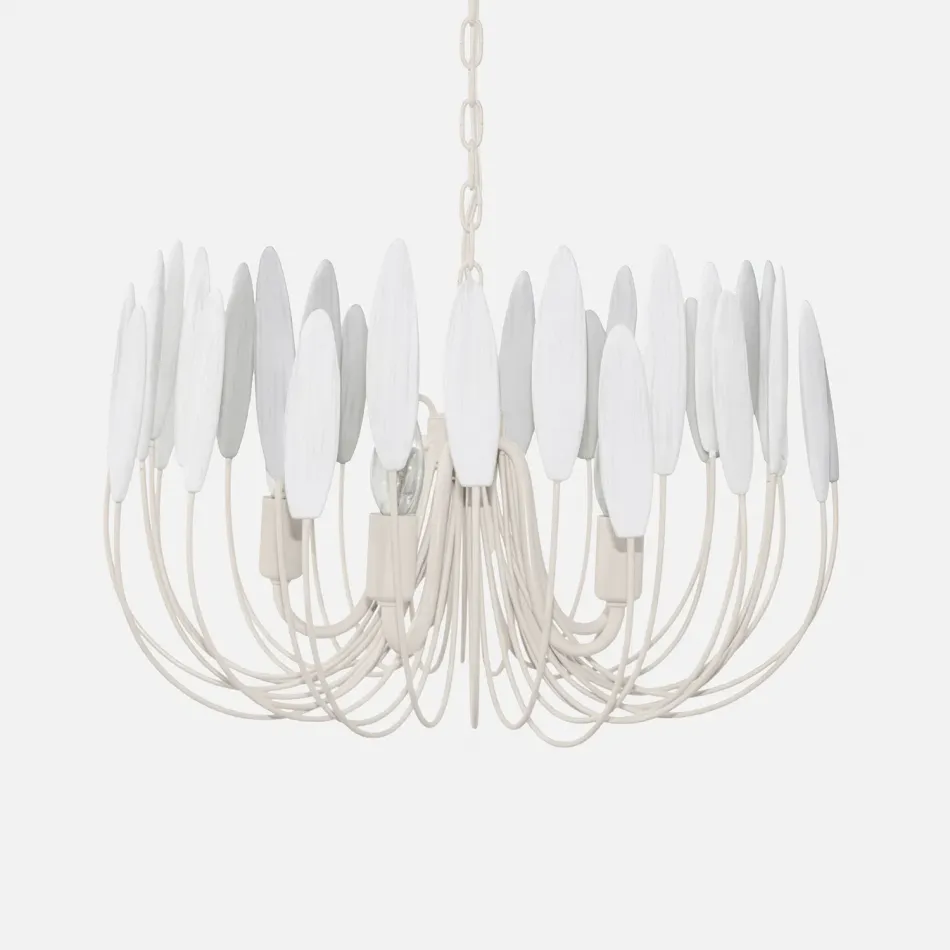 Milano Brushed White Wood/Metal Chandelier 20"D x 12"H