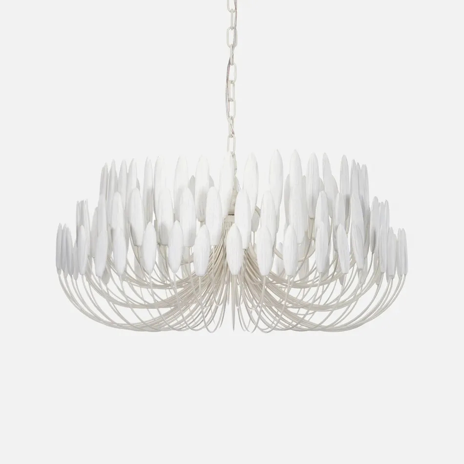 Milano Brushed White Wood/Metal Chandelier