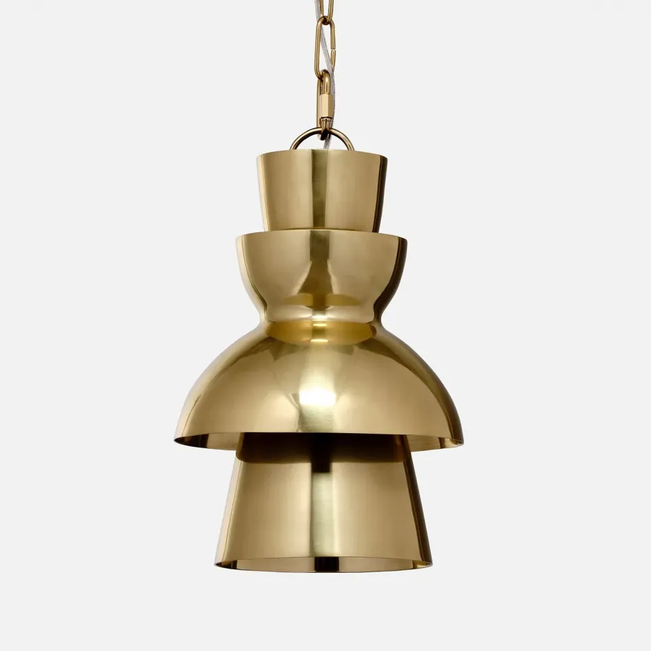 Sherwood Polished Gold Aluminum Pendant Lamp 9"D x 13"H