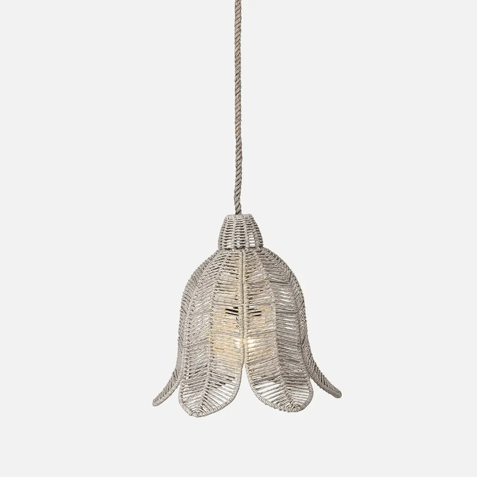 Tiffany Weathered Gray Twisted Faux Wicker Pendant Lamp