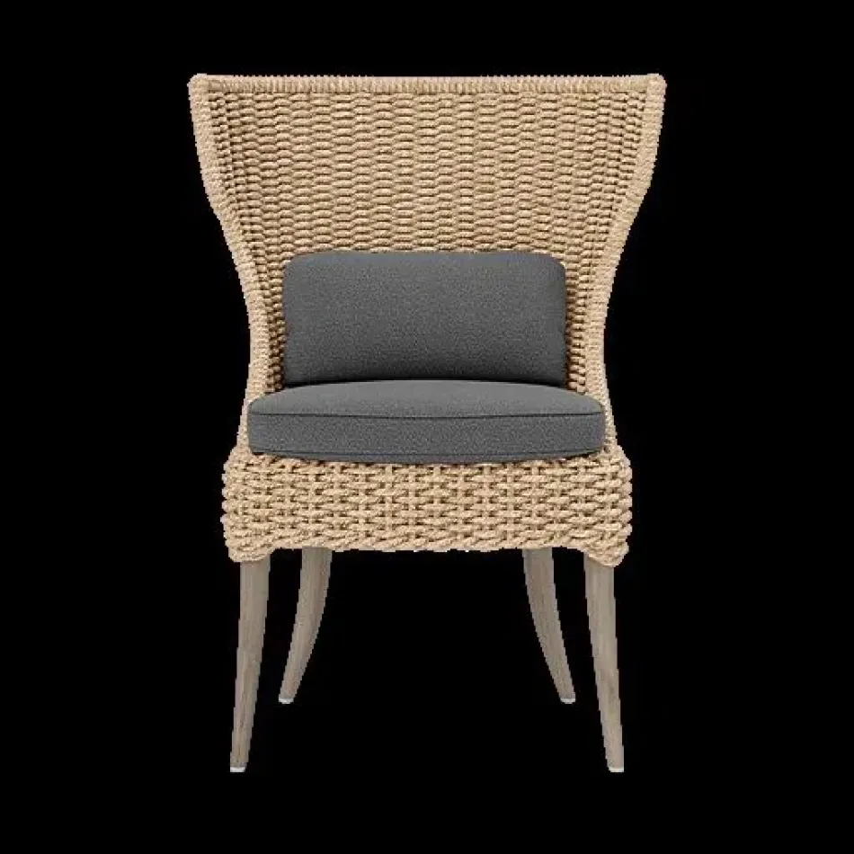 Arla Indoor/Outdoor Dining Chair Natural 30"W x 27"D x 40"H Twisted Faux Rope Weser Ash High-Performance Fabric