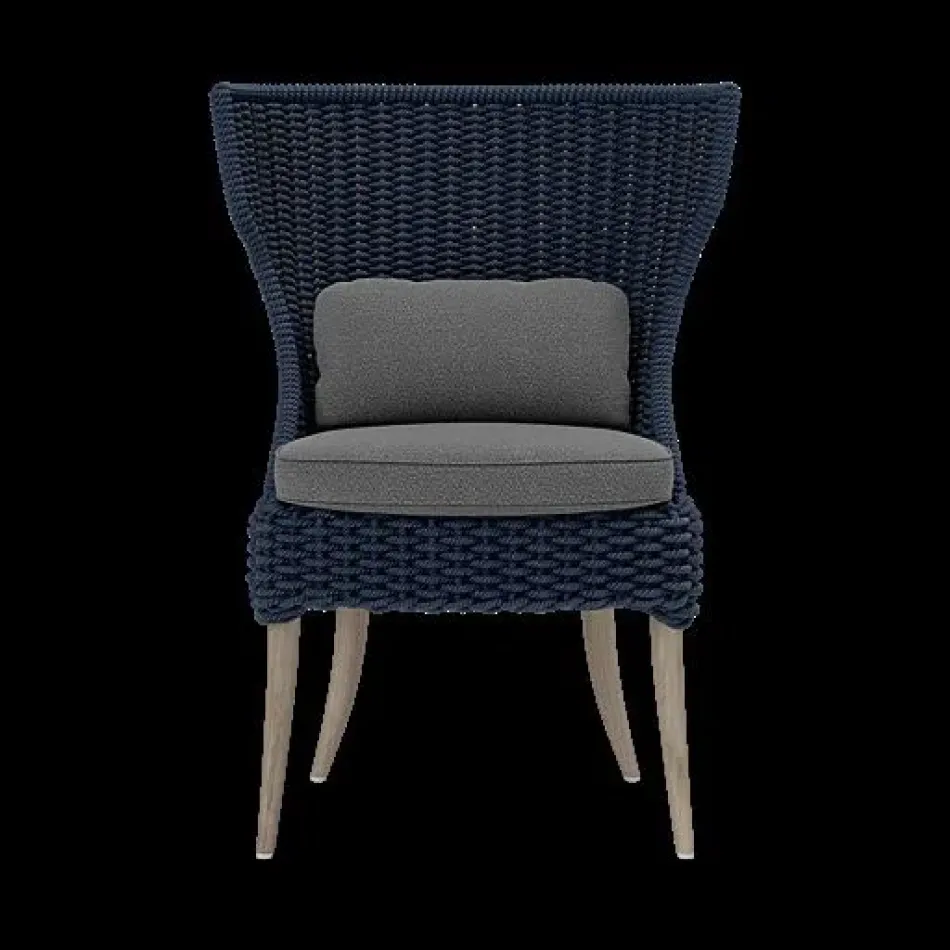 Arla Indoor/Outdoor Dining Chair Navy 30"W x 27"D x 40"H Twisted Faux Rope Weser Ash High-Performance Fabric