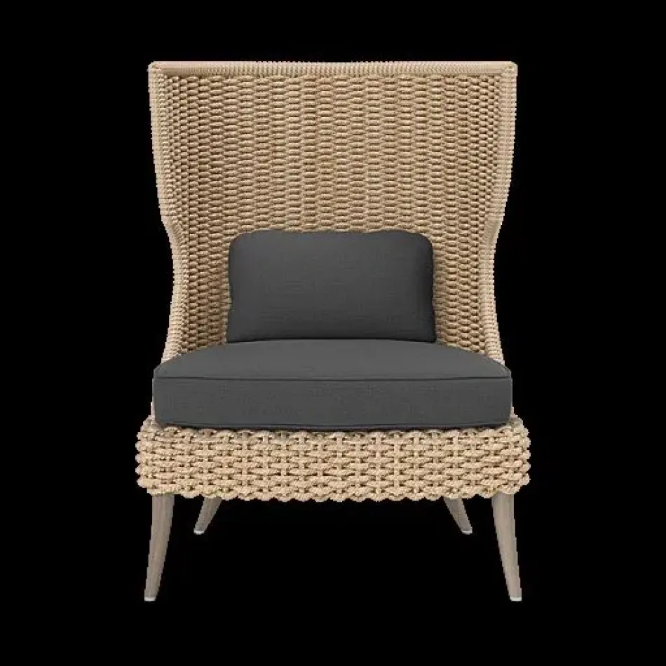 Arla Indoor/Outdoor Lounge Chair Natural 30"W x 32"D x 43"H Twisted Faux Rope Alsek Charcoal High-Performance Fabric