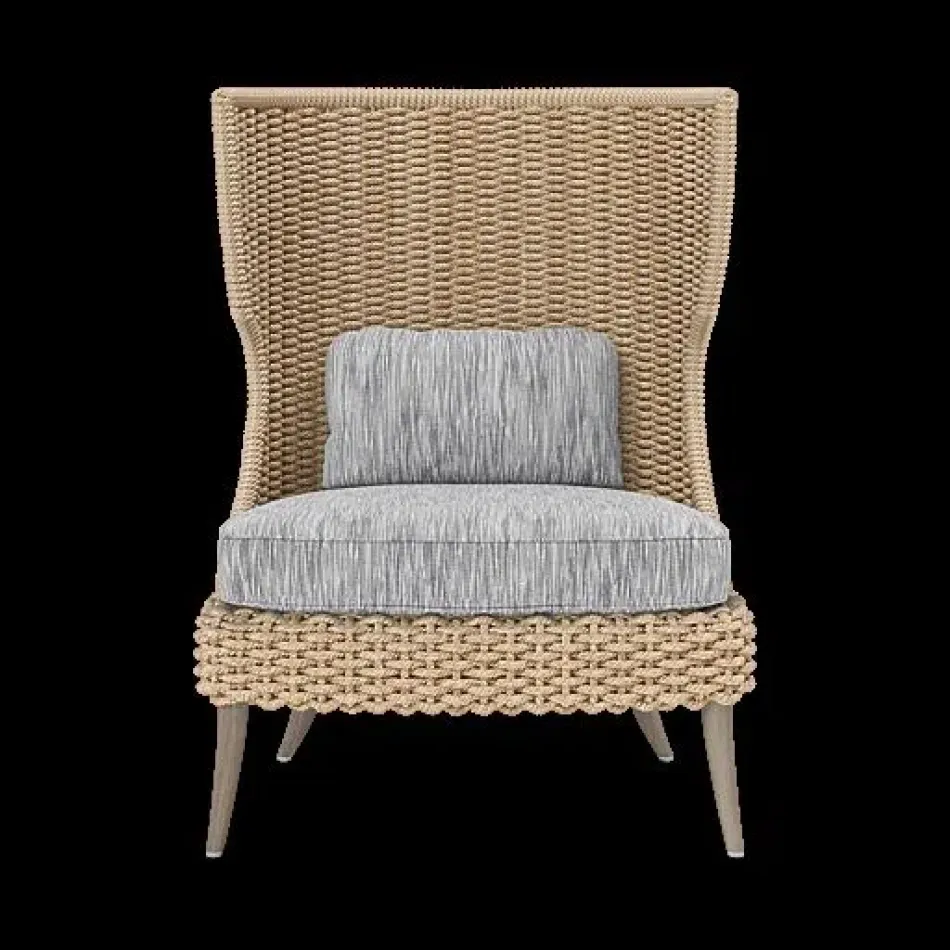 Arla Indoor/Outdoor Lounge Chair Natural 30"W x 32"D x 43"H Twisted Faux Rope Danube Gray Mix High-Performance Fabric