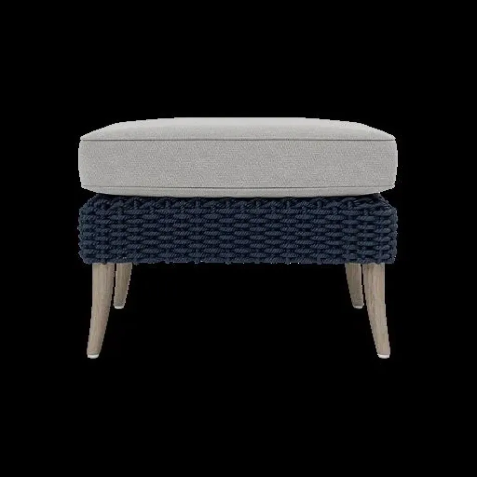 Arla Indoor/Outdoor Ottoman Navy 24"W x 18"D x 14"H Twisted Faux Rope