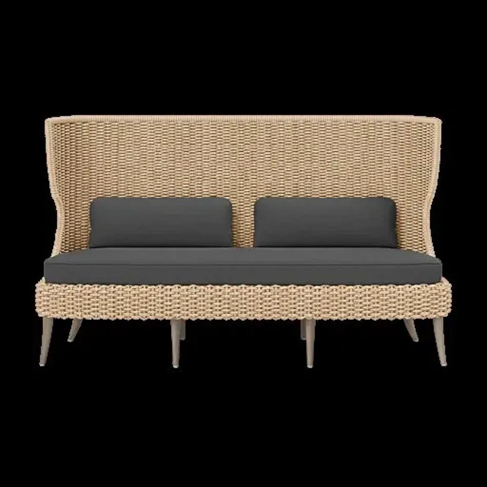 Arla Indoor/Outdoor Sofa Natural 75"W x 33"D x 44"H Twisted Faux Rope Alsek Charcoal High-Performance Fabric